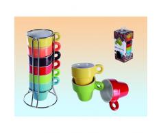 SalesFever Lot de 6 Tasses Espresso dans ce lutrin + geschenkbox Arc-en-Ciel en Couleur