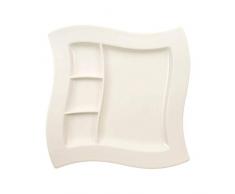 VilleroyÂ &Â Boch - assiette Ã grillades NewWave, 3Â zones, carrÃ©e, porcelaine premium, compatible lave-vaisselle et micro-onde, blanc, 27Â cm