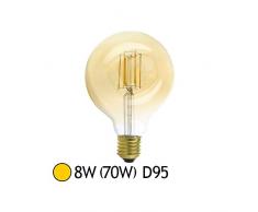 Vision-EL 77151 Ampoule LED E27 G95 Filament 8W 1050 LM 2700°K, Verre, 8 W, Transparent Cuivré