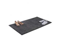Relaxdays Paillasson gris chiné tapis dâentrée couloir intérieur extra plat mince 90 x 150 cm, noir-gris