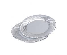 CODICO 6ASJ064AG Set 6 Assiettes Rondes, Plastique, Argent, 23 x 23 x 3 cm
