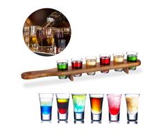 Relaxdays - Planche à liqueur - En bois - 4 cl - Pratique - Demi-mètre - Marron - Pour 6 verres à liqueur
