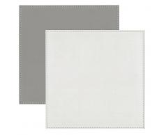 I Style Sets de Table rÃ©versibles en Simili Cuir avec Bordure Stitch, Plastique, Blanc/Gris, Lot de 4