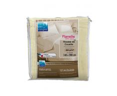 Nuit des Vosges 2142112 Caen Housse de Couette Flanelle Unie/Coton Crème 140 x 200 cm