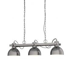 Eglo Lubenham Applique murale Suspension 3 ampoules Nickel antique, crème.