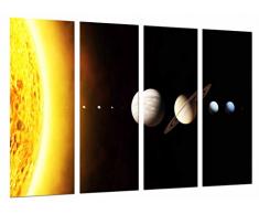 Tableau Moderne Photographique, Impression sur bois, Système solaire, planètes dans lespace, 131 x 62 cm, ref. 26737