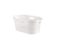 CURVER 231011 Panier Ã Linge Infinity Dots, Plastique, Blanc, 59 x 38 x 27 cm