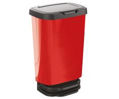 M-Home | Poubelle à Pédale | JIVE 40L | Plastique Rouge Métal | PLS8160-31