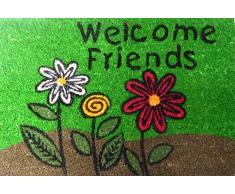 Paillasson dentrée Robuste 100% Fibres de Coco Naturel Welcome Friends, 40 x 60 cm
