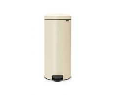 Brabantia 114281 Poubelle à Pédale Newicon avec Seau en Plastique, 30 L - Amande