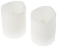 Star Lot de 2 bougies LED en cire véritable 6 cm x 5,5 cm Piles incluses, LED ambre, boîte à fenêtre