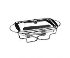Premier Housewares Chauffe-plat,- Marmite Chauffante - 2,2 Litres - Plat en Verre Marinex, - Acier Inoxydable
