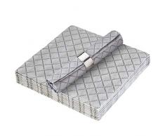SERVIETTES DE TABLE MOLLETONNÃES JETABLES | FabriquÃ©es en Europe | pour dÃ®ners et mariages chics | 16 pcs | Argent