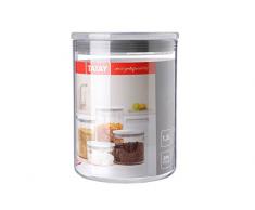 Tatay 1125201 Boîte Alimentaire Ronde Plastique Transparent/Gris 12,5 x 12,5 x 17 cm 1,5 L
