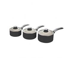 Swan Lot de casseroles rÃ©tro 3 piÃ¨ces avec revÃªtement antiadhÃ©sif en cÃ©ramique Ivoire