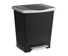 TATAY 1101427 Poubelle à Pédale 23 L Plastique Noir 33,5 x 30 x 39 cm