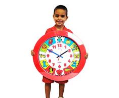 Henbea 760 Horloge Scolaire, Plastique, Rouge, 35 x 35 x 5 cm