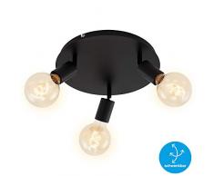 Briloner Leuchten 2868-035, spot de plafond Ã 3, rÃ©tro/vintage, lampes tournantes et pivotantes, 3x E27, max. 60W, mÃ©tal, noir, Ã 30cm, 60 W