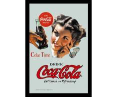 Empire 537263 Miroir imprimé Coca Cola Coke Time avec cadre en plastique faà §on bois 20 x 30 cm