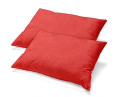 aqua-textil Classic Line Housse de Coussin Lot de 2 Fermeture Éclair Coton 40 x 80 cm Rouge Cerise