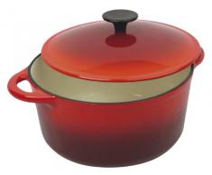 Crealys 511191, COCOTTE ronde en fonte émaillée 4 litres - Extérieur rouge et intérieur blanc - toutes sources de chaleur y compris induction