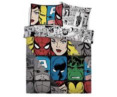 Sleepdown Marvel Comic Tones Parure de lit pour lit Double, mélange de Coton, Gris