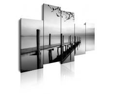 Dekoarte 91 - Tableau moderne sur toile montÃ© sur cadre en bois 5 piÃ¨ces, nature embarcadÃ¨re zen, 150x100cm