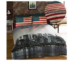 Homespace Direct Parure De Lit King Size New York City Style Vintage Réversible