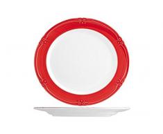 H&H Siena Assiette Dessert faience, 20 cm, Rouge, 1 PiÃ¨ce
