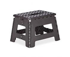 Relaxdays 10023606_709 pliant M, portable, Tabouret de voyage, salle de bain, 120 kg, plastique, 22 cm de haut, gris foncé, PP, 22 x 31,5 x 25 cm