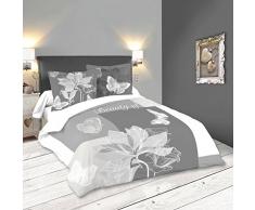 Lovely Casa Lupin Housse DE Couette 240X220 CM + 2 TAIES 63X63 CM, Coton, Gris