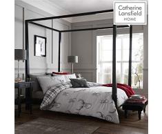 Catherine Lansfield Stag Facile dentretien, Silver, Parure pour lit Simple