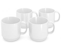 Ornamin Lot de 4 Tasses 220 ml Blanche (ModÃ¨le 508) / tasse Ã cafÃ©, gobelet rÃ©utilisable, tasse Ã thÃ©