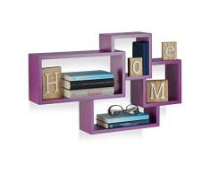 Relaxdays 10021900_131 ÃtagÃ¨re Flottante Suspendue 4 Cubes Support Mural Meuble Rangement MDF carrÃ©, Violett, 12 x 69 x 42 cm