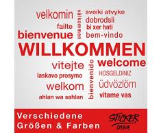 Graz Design Sticker Mural repositionnable avec Inscription en Allemand Herzlich WiLLKOMMEN Rouge 75 x 52 cm