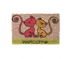 Relaxdays Mini Paillasson enfants avec motifs chats tapis entrÃ©e pour les petits fibres de coco tapis de sol chambre enfant tapis antidÃ©rapant caoutchouc 1,5 x 40 x 25 cm, motif chats