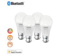 OSRAM Smart+ Lot de 4 Ampoules LED ConnectÃ©es | Culot B22 | Forme Standard | Dimmable | 16 Millions de couleurs | 10W (Ã©quivalent 60W) | Bluetooth - Compatible Siri sur Apple & Alexa sur Android