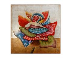 Arte Dal Mondo AS305X2 Fleur Abstrait Tableau Modern Peint Ã la Main sur Toile avec Chassis, Multicolore, 100 x 3,5 x 100 cm