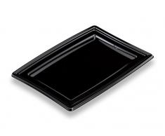 GUILLIN - FESTIPACK PLC280N SACHET DE 5 Plat de Service Festif Rectangulaire, PolystyrÃ¨ne, Noir, 27,5 x 19 x 8 cm