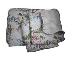 Linder JetÃ© Boutis Motif Fleuri-Ensemble literie Fleurs, 100% Ouate 60% Coton/40% Polyester, Blanc/Multicolore, 250X260