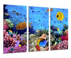Tableau Moderne Photographique, Impression sur bois, Paysage sous la mer, poissons daquarium, 97 x 62 cm, ref. 26418