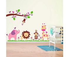 Walplus Set de stickers muraux Motif animaux de la jungle fantaisie Grand format