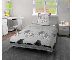 Soleil docre Orchidée Parure Housse de Couette, Coton, Gris, 140x200 cm