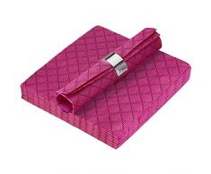 SERVIETTES DE TABLE MOLLETONNÃES JETABLES | Fabriquées en Europe | pour dîners et mariages chics | 16 pcs | Rose intense