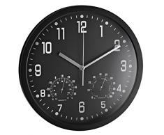 Alco Horloge Murale Rond 35Â cm ThermomÃ¨tre et hygromÃ¨tre, Plastique, Noir, 35Â x 35Â x 4Â cm