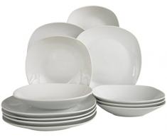 Creatable 18791, SÃ©rie Square betterwhite, Service de Table de 12 piÃ¨ces, Porcelaine, Blanc, 24 x 29 x 29 cm
