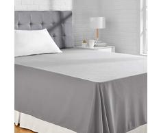 AmazonBasics Drap plane en microfibre, Gris (Dark Grey), 230 x 260 + 10 cm