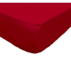 Soleil dOcre 611203 Drap Housse Jersey Rouge 90 x 190 cm