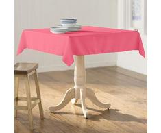 La Nappe CarrÃ©e en Lin Polyester en Popeline, Polyester, Rose Vif, 147.30000000000001 x 147.30000000000001 x 0.04 cm