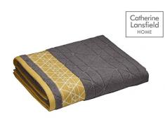 Catherine Lansfield Linear Diamond Drap de Bain, Coton, Gris, 90x140cm